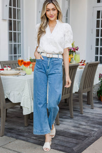 You Got Me White Puff Sleeve Blouse