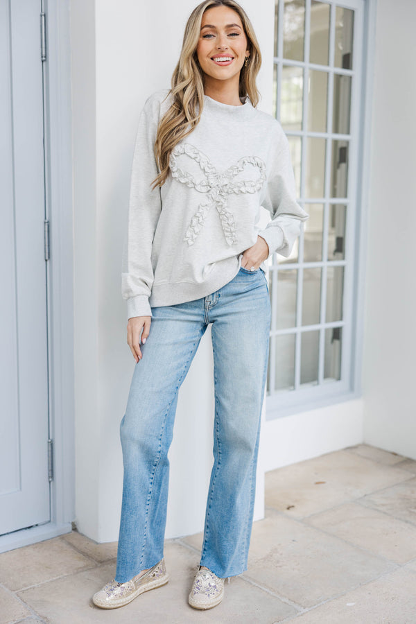 Social Hour Heather Gray Bow Sweater