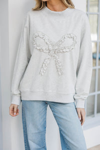 Social Hour Heather Gray Bow Sweater
