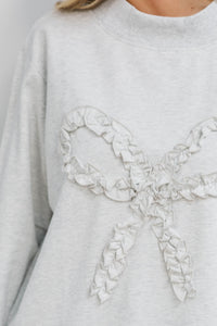 Social Hour Heather Gray Bow Sweater