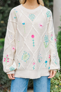 Forever Charming Cream Embroidered Sweater