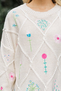 Forever Charming Cream Embroidered Sweater