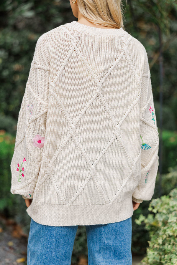 Forever Charming Cream Embroidered Sweater