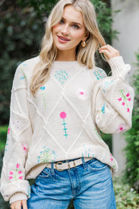 Forever Charming Cream Embroidered Sweater