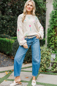 Forever Charming Cream Embroidered Sweater