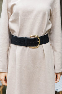 The Sleek Line Black Faux Suede Belt