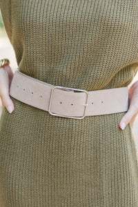 The Sleek Line Gray Faux Suede Belt