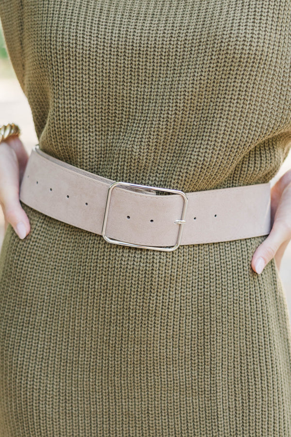 The Sleek Line Gray Faux Suede Belt
