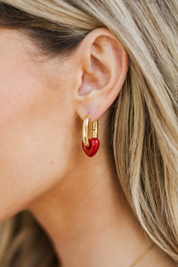 Simply Refined Red Heart Earrings