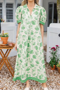 Out Of Town Green Floral Midi Dress