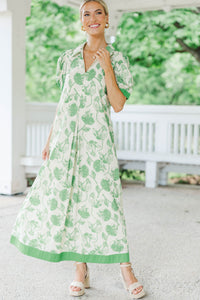 Out Of Town Green Floral Midi Dress