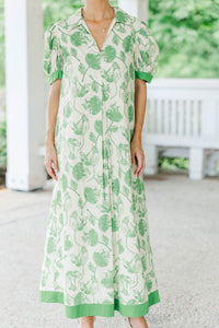 Out Of Town Green Floral Midi Dress