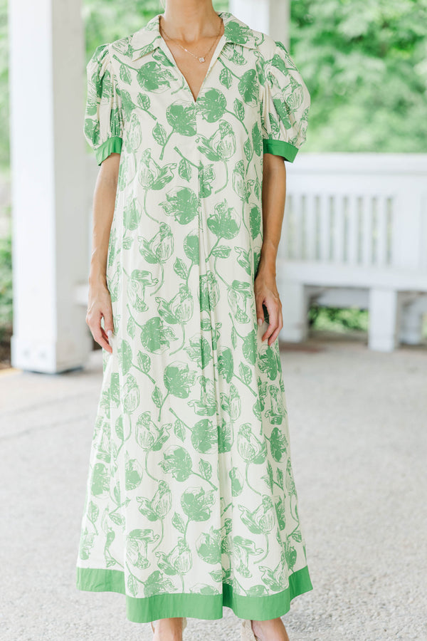 Out Of Town Green Floral Midi Dress