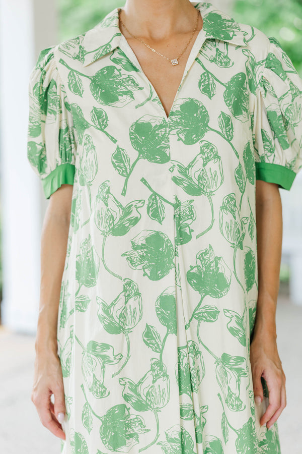 Out Of Town Green Floral Midi Dress