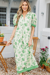 Out Of Town Green Floral Midi Dress