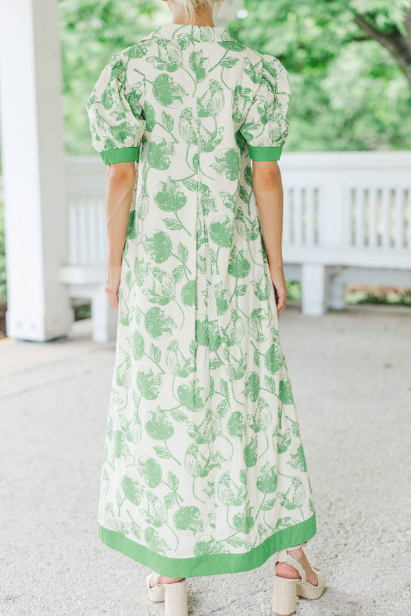 Out Of Town Green Floral Midi Dress