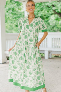 Out Of Town Green Floral Midi Dress