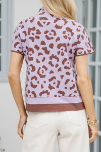 State Your Feelings Brown Leopard Mock Neck Sweater