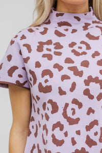 State Your Feelings Brown Leopard Mock Neck Sweater