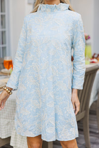 This Is It Light Blue Embroidered Swing Dress