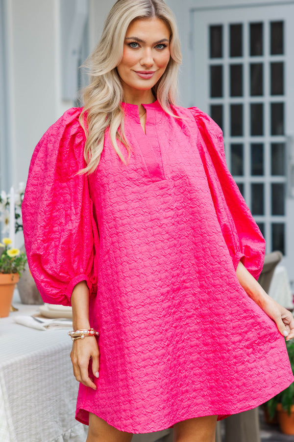 The Idyllic Fuchsia Pink Textured Dress