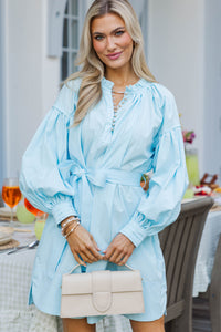 Subtle Charm Light Blue Belted Dress