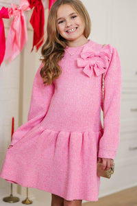 Girls: The Lila Pink Bow Sweater Dress