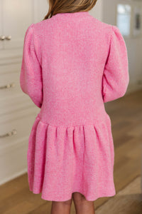 Girls: The Lila Pink Bow Sweater Dress