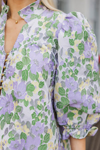 First Bloom Lavender Floral Brocade Dress