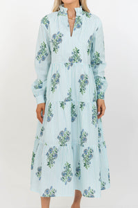 In Your Dreams Light Blue Medallion L/S Midi Dress