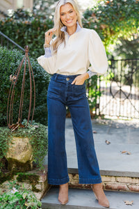 All In Order Cream Stripe 3/4 Sleeve Blouse