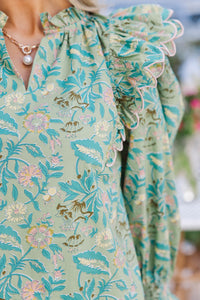 Share A Little Love Green Floral Blouse