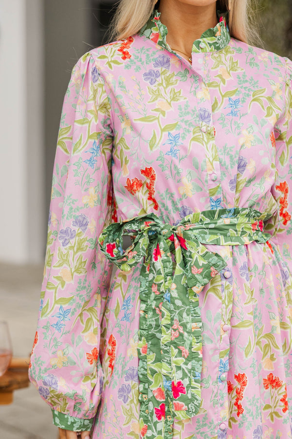 Kind of Perfect Pink Floral Midi Dress