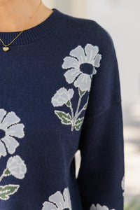 The In Between Navy Floral Sweater