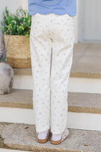 Girls: Fresh Picked White Ditsy Floral Straight Leg Jeans