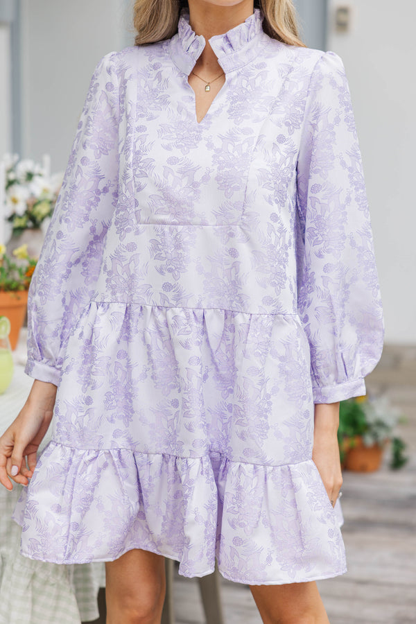 Always On My Mind Lavender Brocade Babydoll Dress