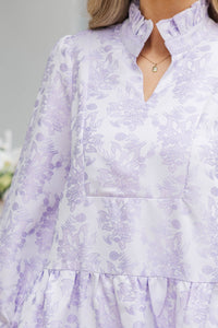 Always On My Mind Lavender Brocade Babydoll Dress