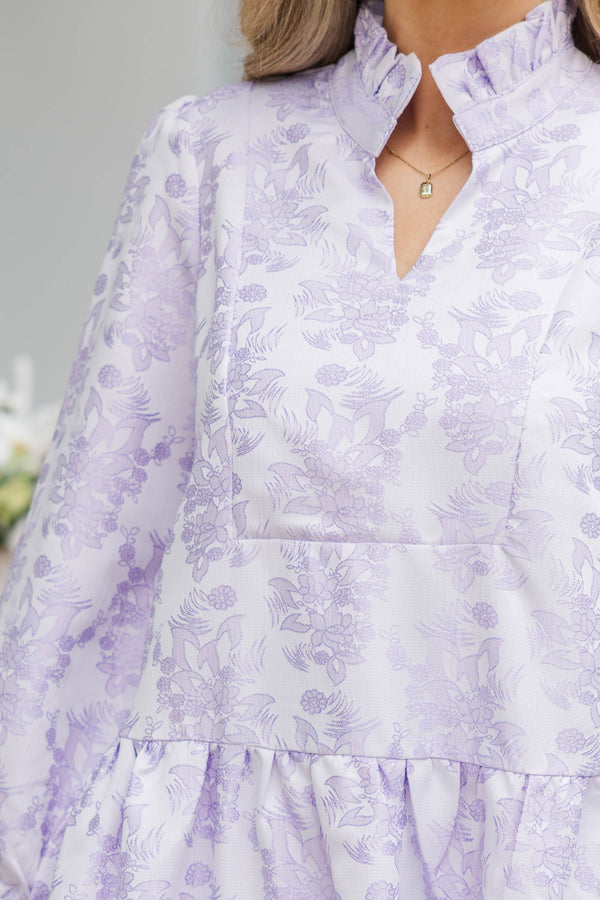 Always On My Mind Lavender Brocade Babydoll Dress