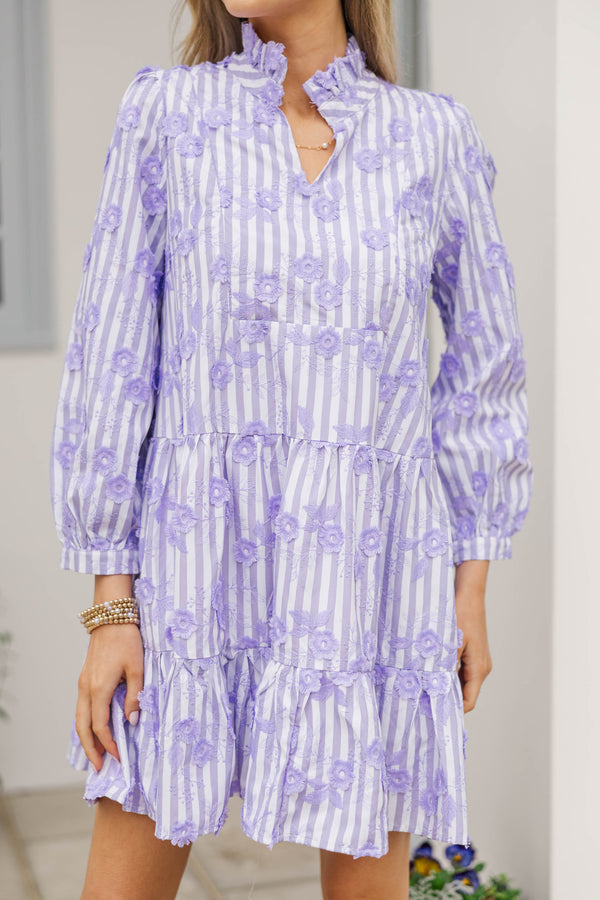 Always On My Mind Purple Embroidered Babydoll Dress