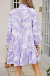 Always On My Mind Purple Embroidered Babydoll Dress