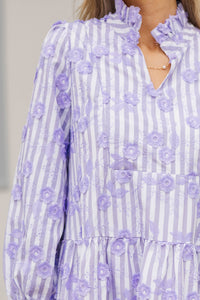 Always On My Mind Purple Embroidered Babydoll Dress