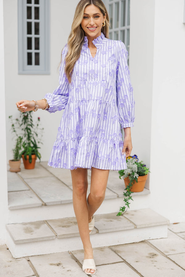 Always On My Mind Purple Embroidered Babydoll Dress