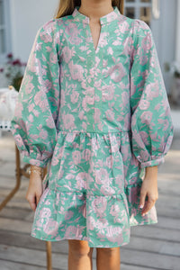 Girls: Always On My Mind Green Brocade Dress