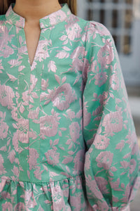 Girls: Always On My Mind Green Brocade Dress