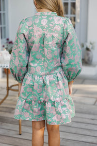 Girls: Always On My Mind Green Brocade Dress