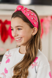 Girls: I'm The Queen Pink Heart Embellishment Headband