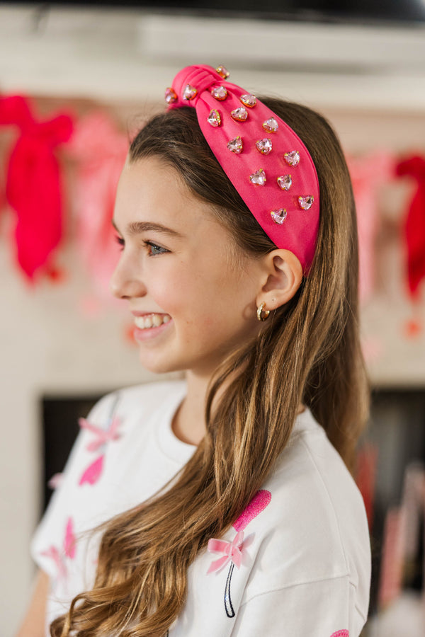 Girls: I'm The Queen Pink Heart Embellishment Headband
