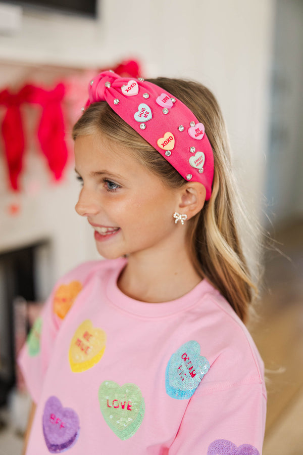 Girls: The Sweetest Delight Pink Candy Hearts Headband