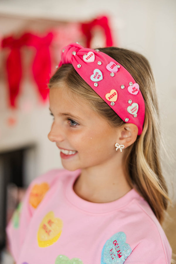 Girls: The Sweetest Delight Pink Candy Hearts Headband