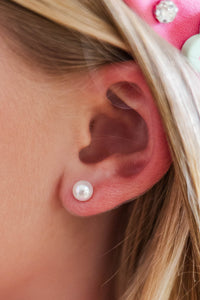 Girls: Just A Touch Of Class White Pearl Stud Earrings